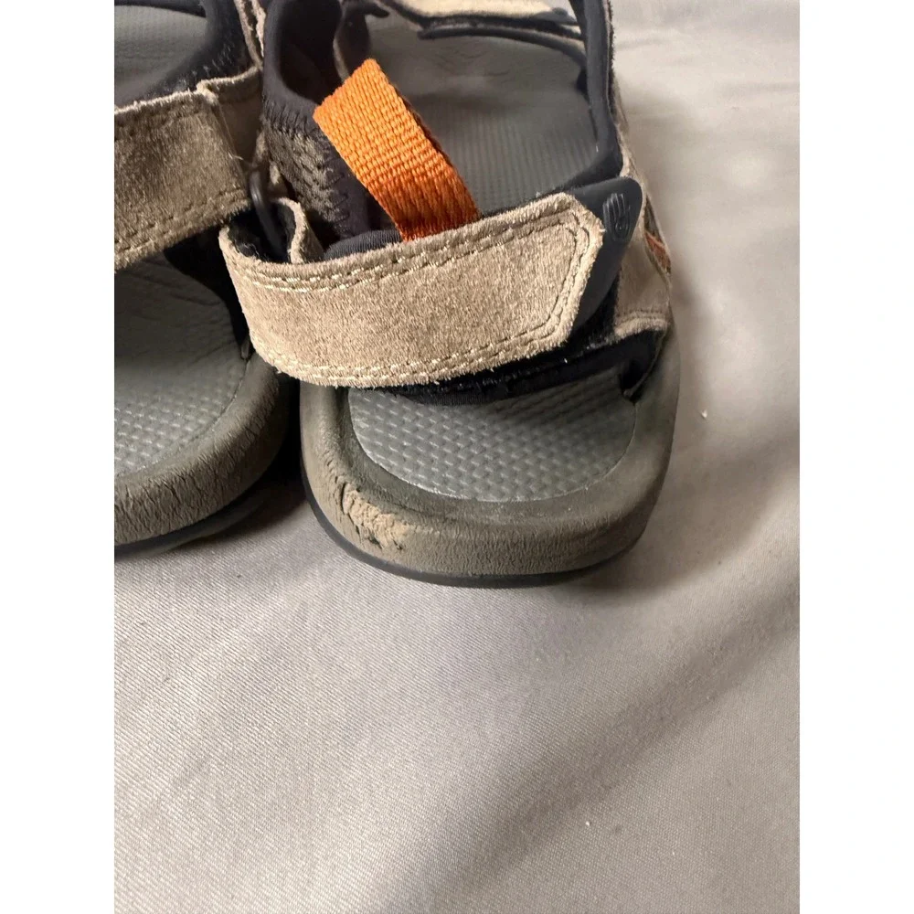 Teva Mens Size 11 Hiking Sandals Tan Olive Green Suede Strappy Outdoor Shoes